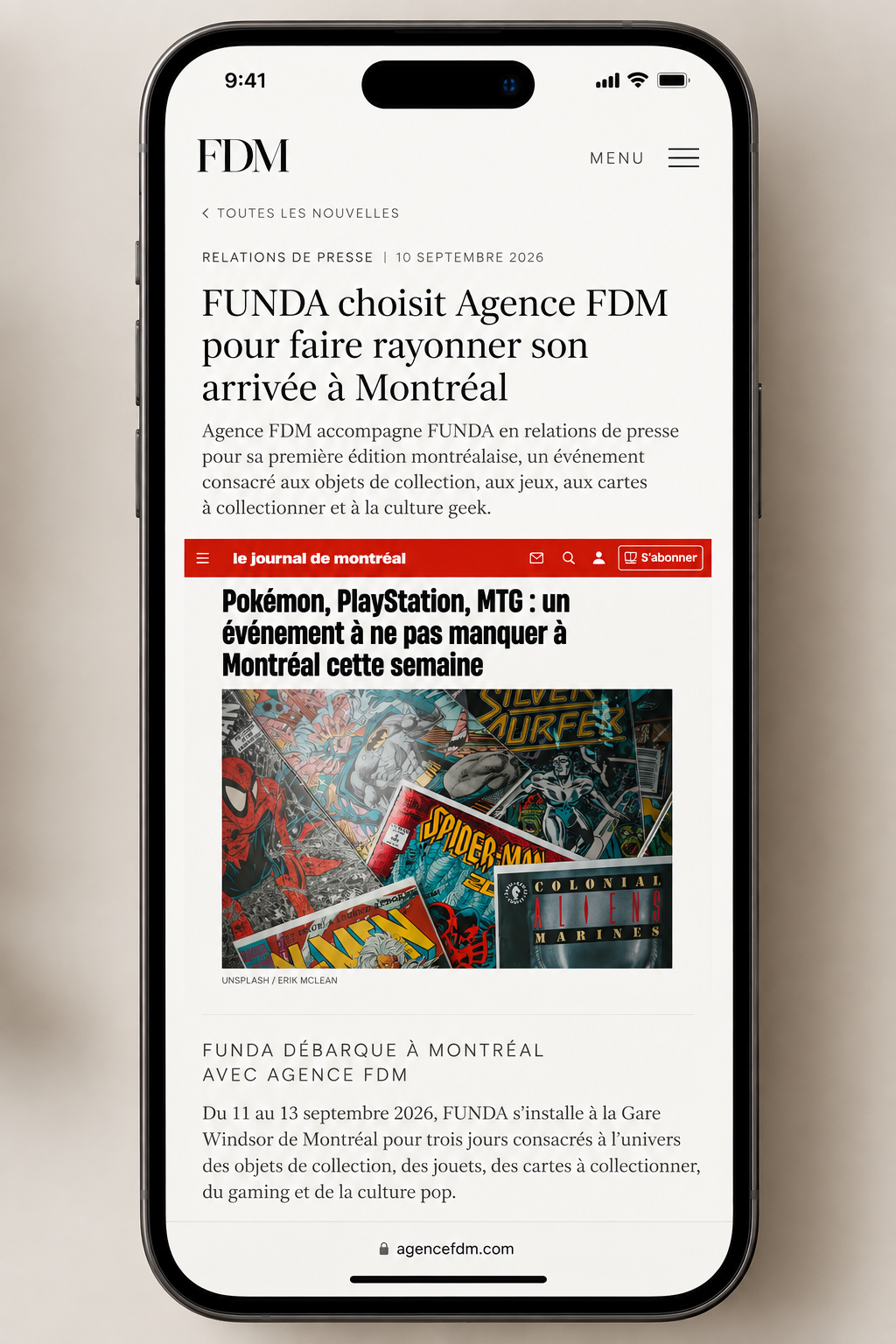 Retombée médiatique FUNDA Montréal – relations de presse par Agence FDM